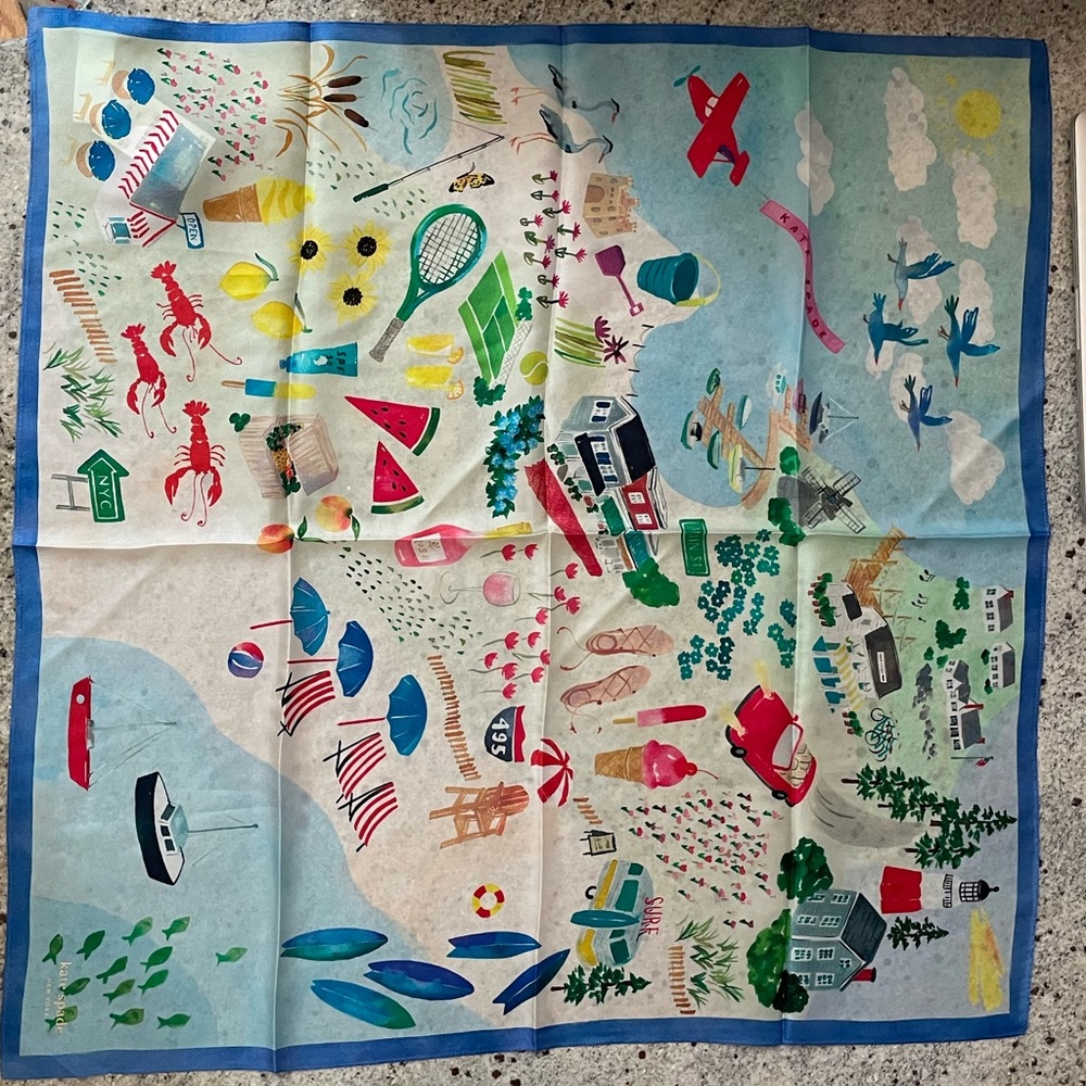 Montauk Map Silk Square Scarf  from Kate Spade New York - Picture 4 of 9